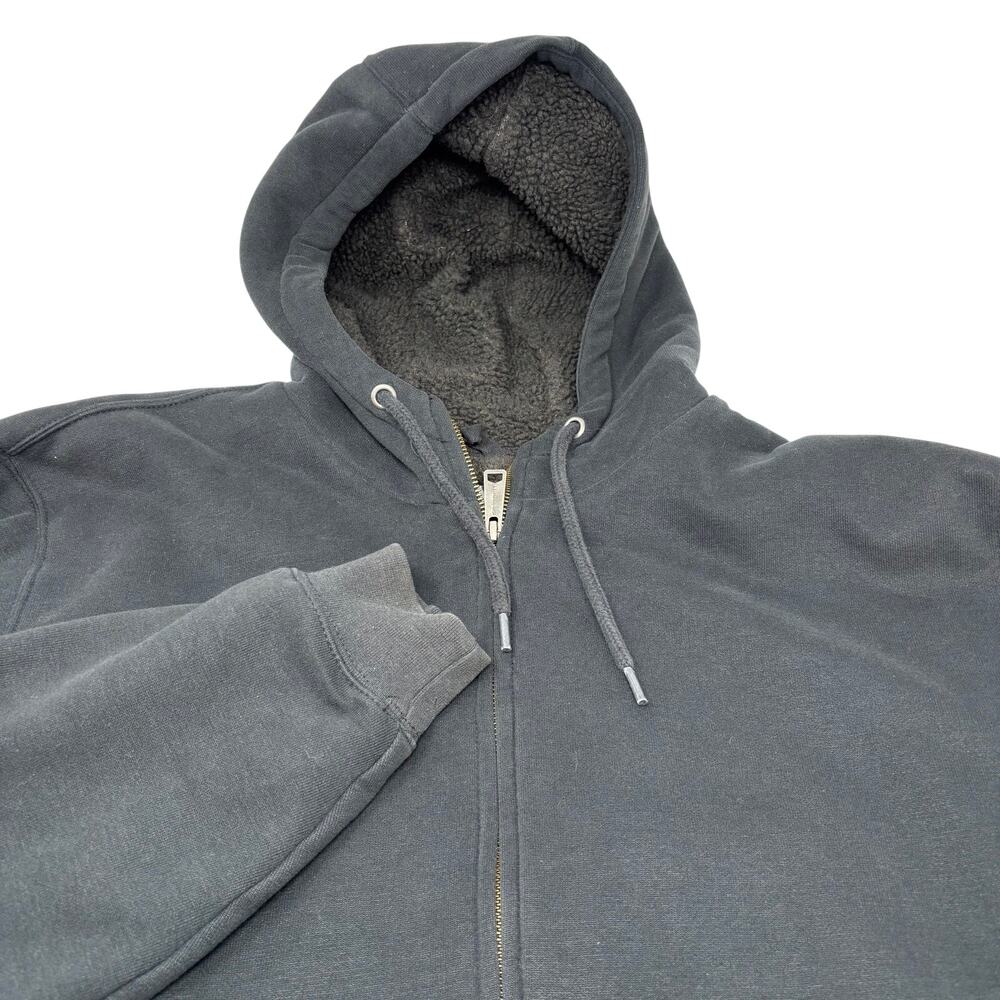 Carhartt Mens XL Black Sherpa Lined Full Zip Thick Hooded Sweater Jacket